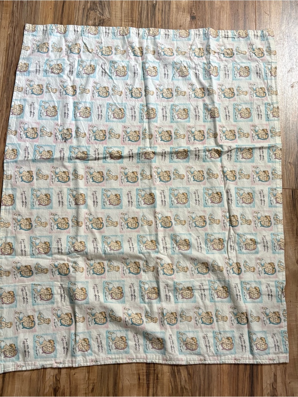 Lot of 2 Vintage Flannel Baby Blanket Precious Moments Teddy Beddy Bear Handmade - Picture 4 of 11